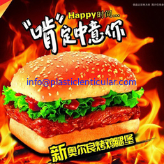 China Tirón publicitario lenticular de encargo LENTICULAR PLÁSTICO de KFC que cambia servicios de impresión lenticulares plásticos de la imagen 3d proveedor