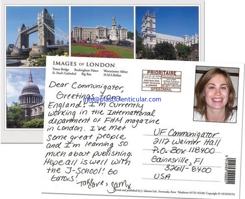 Las postales olográficas de encargo LENTICULARES PLÁSTICAS del holograma de las postales 3d animaron la postal lenticular Reino Unido del tirón proveedor